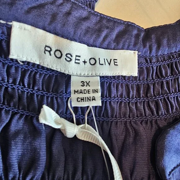 🆕 Rose & Olive Tunic Top Womens 3X Solid Blouse flowy plus size purple mauve - Picture 9 of 16